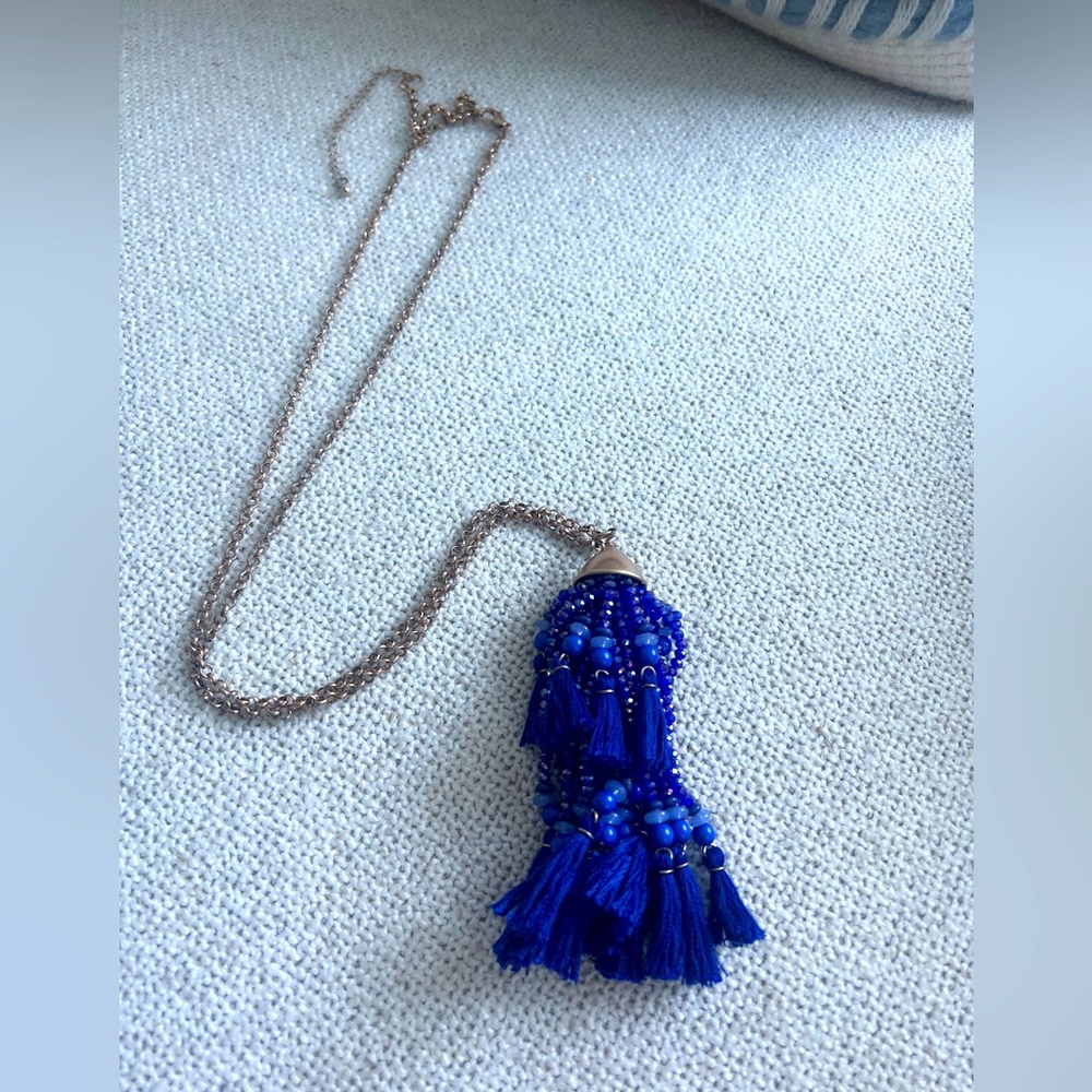 Bloomingdales long beaded necklace - blue